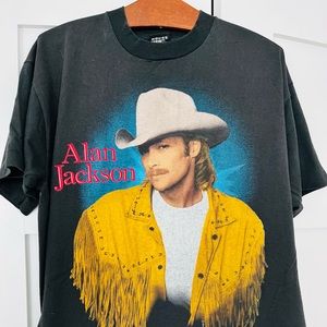 VTG 1993 Alan Jackson A Lot About Livin Graphic Tour tshirt SingleStitch USA XL